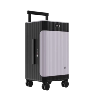 Modern PC Injection Molding Suitcase | 20-Inch Business Travel Carry-On with Lock, Cube Packing Design & Cute Tags